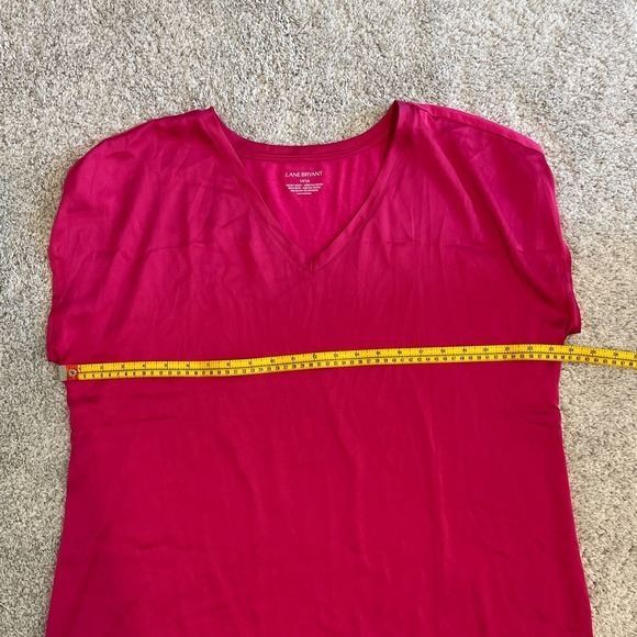 Lane Bryant Pink V Neck Rayon Blend Tee Shirt Size 14/16 Pre-owned - Picture 6 of 7